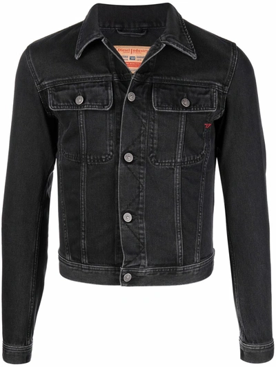 Shop Diesel Slim-cut Denim Jacket In Black