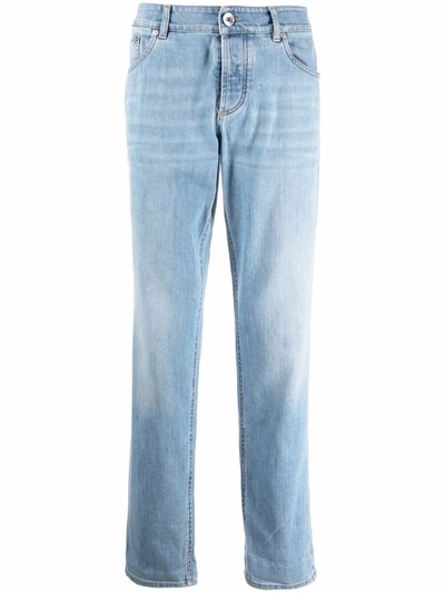 Shop Brunello Cucinelli High-waisted Straight-leg Jeans In Blue