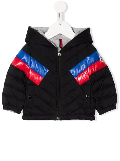 Shop Moncler Panelled Puffer Jacket In Black