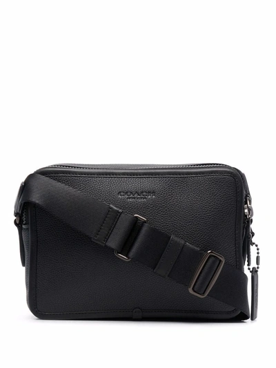 Shop Coach Charter Leather Crossbody Bag In Black