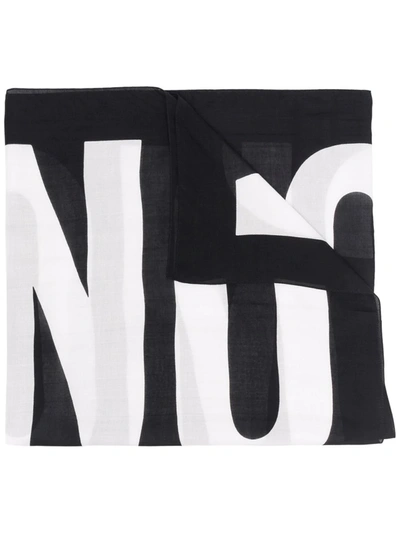 Shop Moschino Logo-print Knitted Scarf In Black
