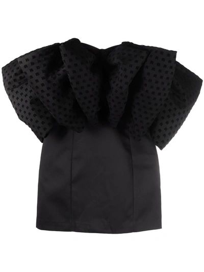 Shop Rotate Birger Christensen Oversized-bow Detail Dress In Black