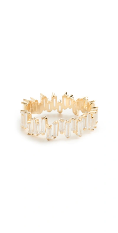 Shop Adinas Jewels Scattered Baguette Ring In Gold