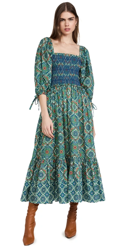 Shop Cara Cara Jazzy Dress In Moroccan Tile Teal