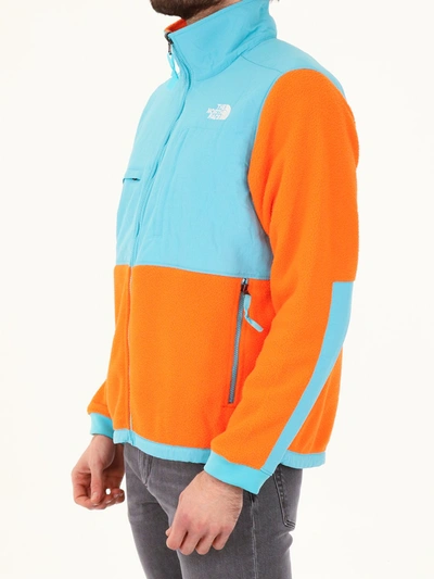 Shop The North Face Denali 2 Orange And Light Blue Jacket In Bordeaux