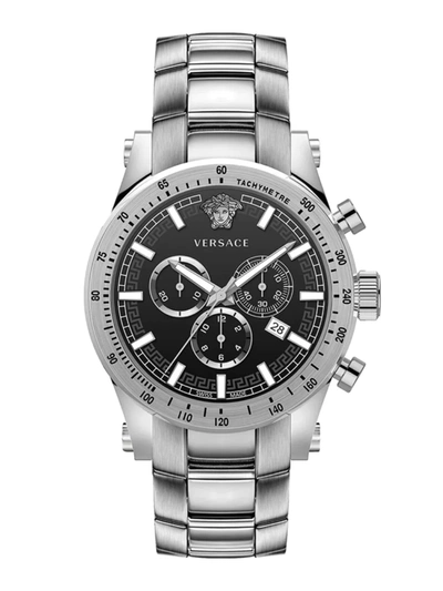 Shop Versace Men's Chrono Sporty Stainless Steel Chronograph Watch In Black