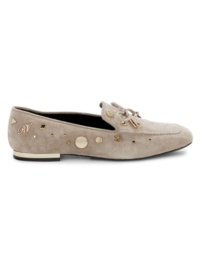 Shop Roger Vivier Women's Embellished Suede Loafers In Taupe