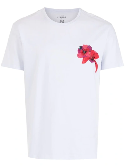 Shop Amir Slama Floral-print Crewneck T-shirt In White
