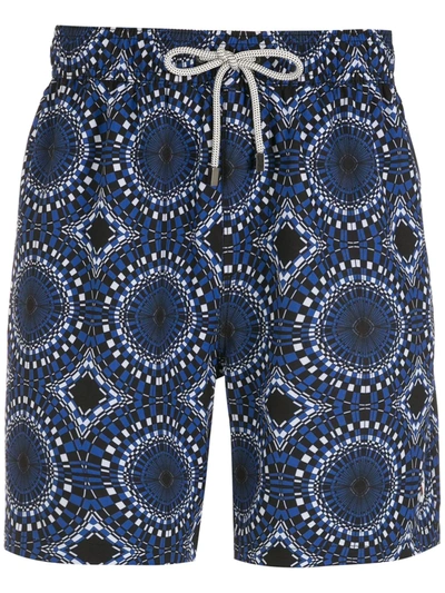 Shop Amir Slama Abstract-print Drawstring Swim Shorts In Blue