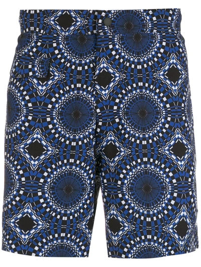Shop Amir Slama Abstract-print Swim Shorts In Blue