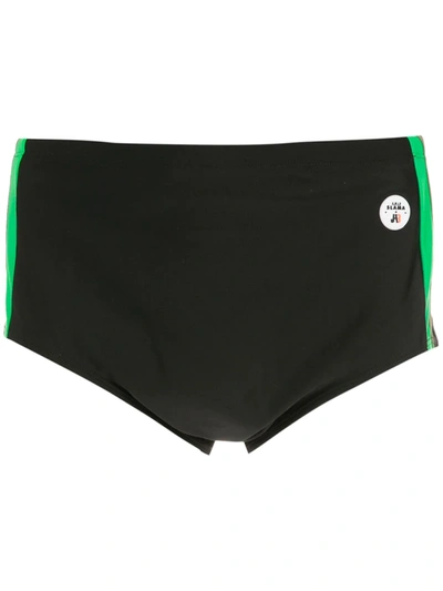 Shop Amir Slama Side-striped Swimming Shorts In Black