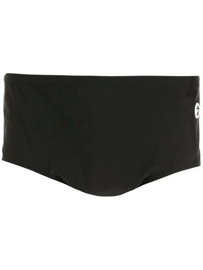 Shop Amir Slama Logo-patch Swimming Shorts In Black