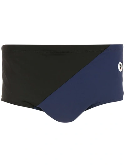 Shop Amir Slama Colourblock Swimming Trunks In Blue