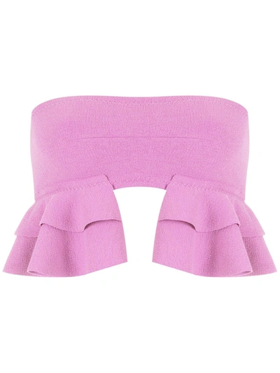 Shop Clube Bossa Turbe Ruffle-embellished Bandeau Bikini Top In Pink
