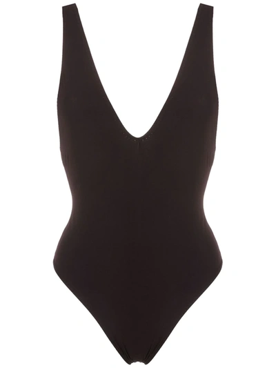 Shop Clube Bossa Cornetto Plunging V-neck Swimsuit In Black