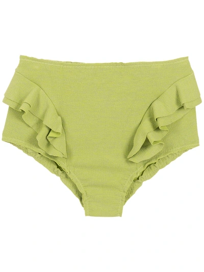 Shop Clube Bossa Ruffle-trimmed High-rise Bikini Bottoms In Green