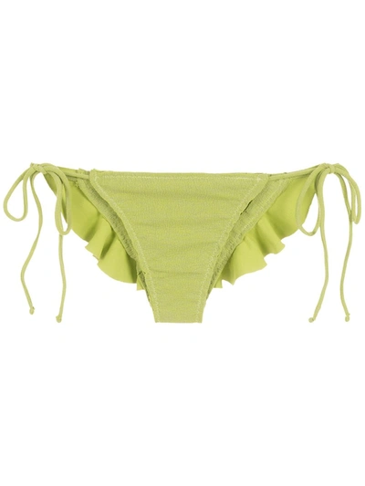 Shop Clube Bossa Ruffle-trimmed Bikini Bottoms In Green
