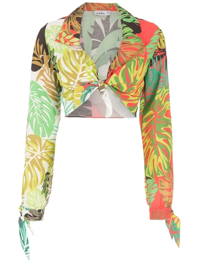 Shop Amir Slama Palm Leaf Print Shirt In Multicolour