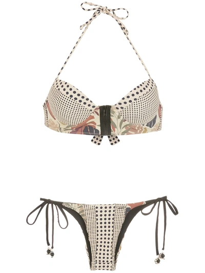 Shop Amir Slama Polka-dot Print Bikini In Neutrals