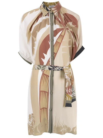 Shop Amir Slama Tropical Print Shirt Dress In Neutrals