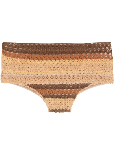Shop Amir Slama Crochet Swim Briefs In Brown