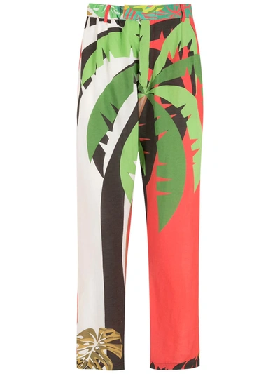 Shop Amir Slama Tropical Print Trousers In Multicolour
