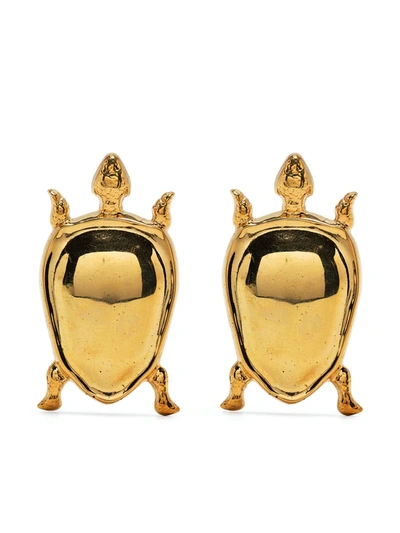 Shop Natia X Lako Turtle Earrings In Gold