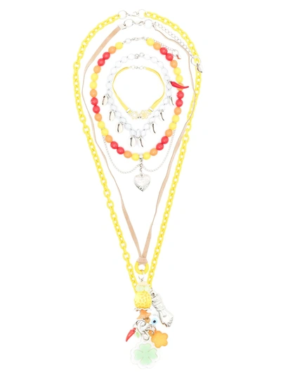 Shop Amir Slama Four-strand Charm Necklace In Multicolour