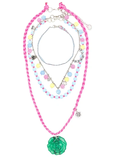 Shop Amir Slama Five-strand Charm Necklace In Multicolour