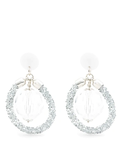 Shop Amir Slama Glittered Drop Earrings In Silver