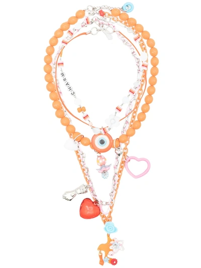 Shop Amir Slama Six-strand Charm Necklace In Orange