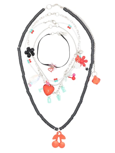 Shop Amir Slama Four-strand Charm Necklace In Black