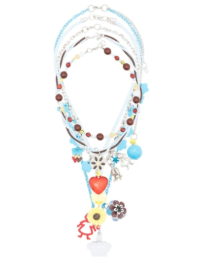 Shop Amir Slama Five-strand Charm Necklace In Blue