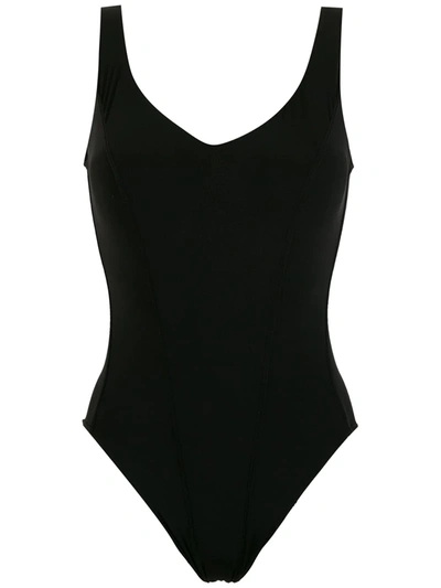 Shop Amir Slama V-neck Open-back Swimsuit In Black
