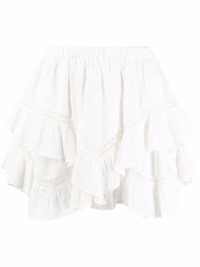 Shop Isabel Marant Étoile Jocasta Cotton-blend Ruffled Shorts In White