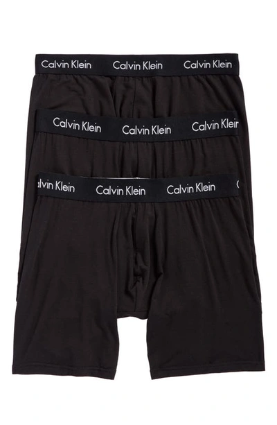 Calvin Klein 3-pack Stretch Cotton Boxer Briefs In Black