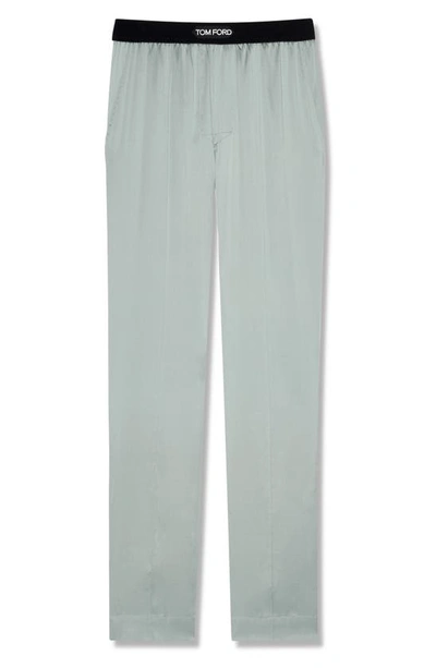 Shop Tom Ford Stretch Silk Pajama Pants In Seafoam