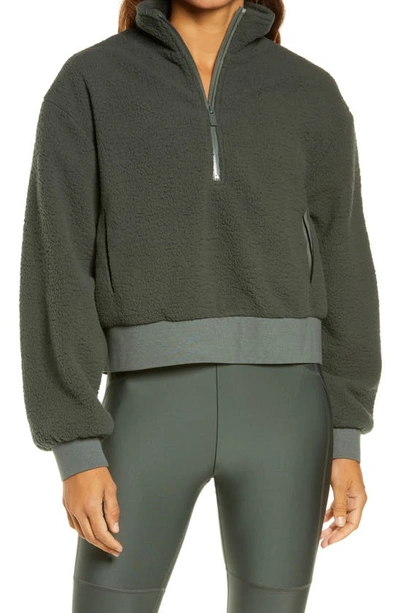 Shop Alo Yoga High Pile Fleece Hooded Jacket In Dark Cactus