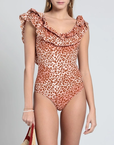 Love Stories Ruby Leopard Lycra One Piece Swimsuit In Brown | ModeSens