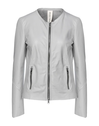Shop Delan Woman Jacket Light Grey Size 6 Ovine Leather