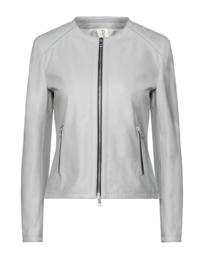 Shop Delan Woman Jacket Light Grey Size 10 Ovine Leather