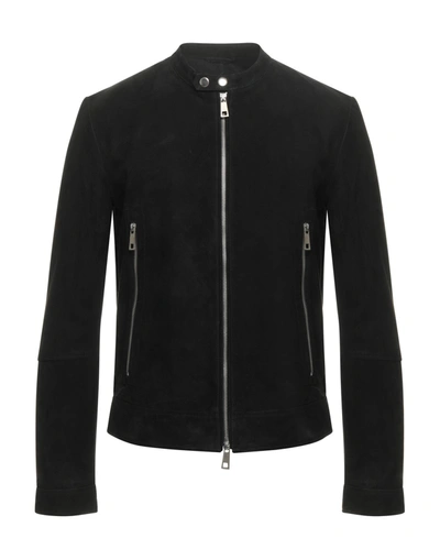 Shop Paolo Pecora Man Jacket Black Size 40 Goat Skin, Polyester