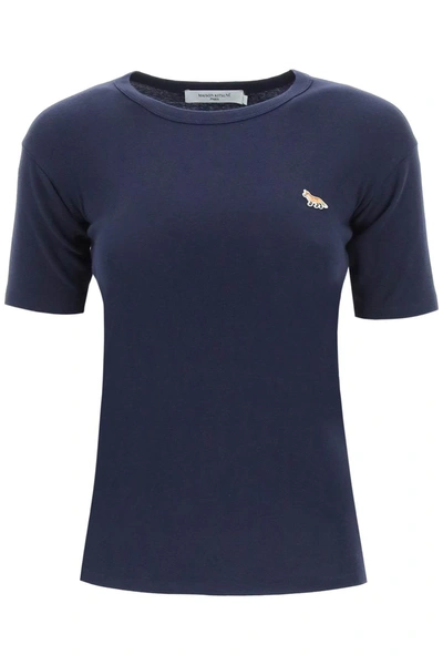 Shop Maison Kitsuné Profile Fox Patch Fitted T In Navy