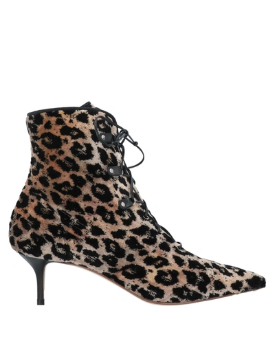 Shop Francesco Russo Woman Ankle Boots Beige Size 9.5 Textile Fibers, Soft Leather