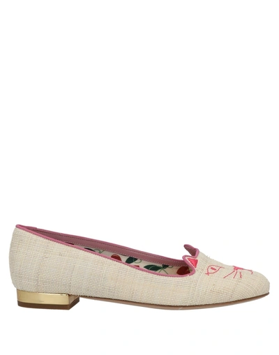 Shop Charlotte Olympia Woman Ballet Flats Ivory Size 6 Textile Fibers In White