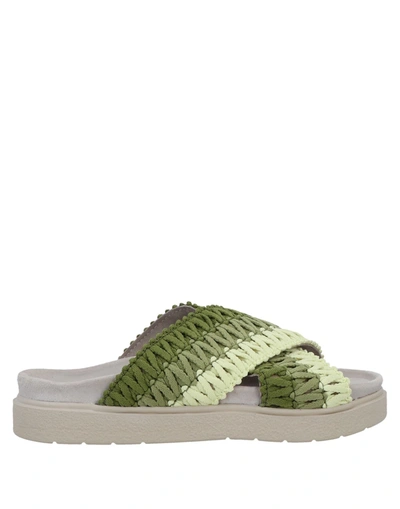 Shop Inuikii Woman Sandals Green Size 6 Soft Leather, Textile Fibers