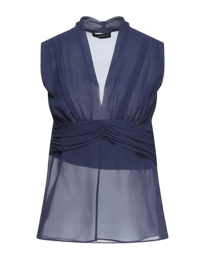 Shop Etro Woman Top Midnight Blue Size 2 Silk