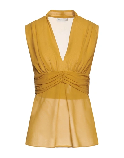 Shop Etro Woman Top Ocher Size 8 Silk In Yellow