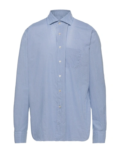 Shop Alessandro Gherardi Man Shirt Azure Size 17 Cotton In Blue