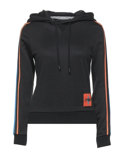 Shop Bikkembergs Woman Sweatshirt Black Size Xs Polyester, Cotton, Elastane